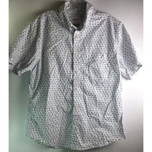 Goodfellow Men Blue Leaf Print Short Sleeve Button Down Shirt Size LARGE